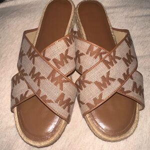 Michael Kors Brown Espadrille Slides